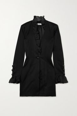 Marine Ruffled Silk Organza-trimmed Satin Mini Dress - Black