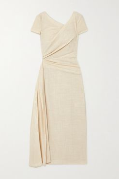 Roya Draped Wool-blend Voile Midi Dress - Cream