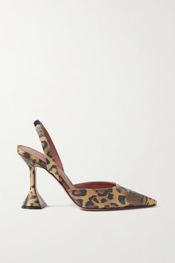 Holli Leopard-print Satin Slingback Pumps - Leopard print