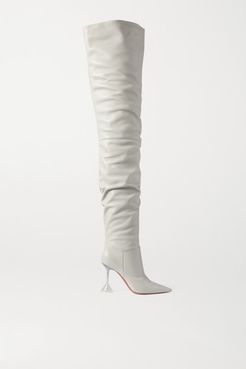 Olivia Leather Thigh Boots - Off-white