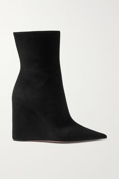 Pernille Suede Wedge Ankle Boots - Black