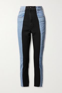 Net Sustain The Twin Frayed Two-tone High-rise Straight-leg Jeans - Light denim