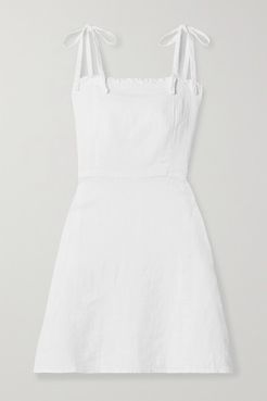 Poppy Ruffled Linen Mini Dress - White