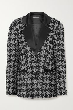 Ivy Crystal-embellished Houndstooth Satin Blazer - Black