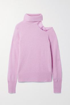 Phoebe Cutout Cashmere Turtleneck Sweater - Lavender