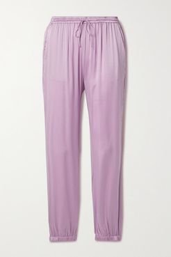 Tamara Washed Silk-blend Satin Track Pants - Lilac