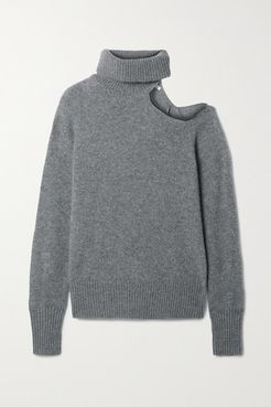 Phoebe Cutout Cashmere Turtleneck Sweater - Gray