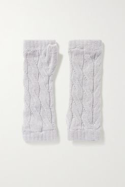 Net Sustain Cable-knit Cashmere Wrist Warmers - Blue