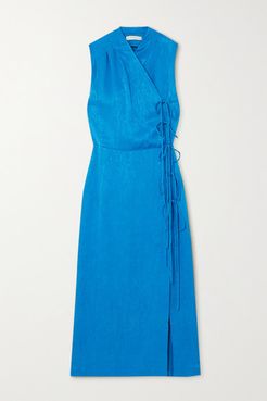 Jana Jacquard Wrap Midi Dress - Azure