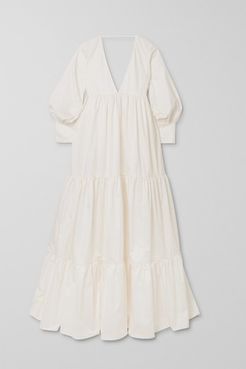 Circle Day Tiered Cotton-poplin Maxi Dress - White