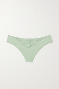 Good Vibrations Jersey And Stretch-lace Thong - Green