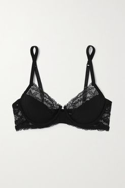 Good Vibrations Stretch-lace And Jersey Underwired Bra - Black