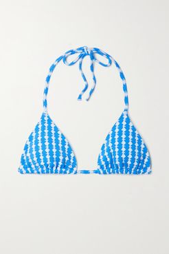 Net Sustain Zala Stretch-jacquard Triangle Halterneck Bikini Top - Blue