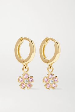 Mini Flower 18-karat Gold, Sapphire And Diamond Hoop Earrings