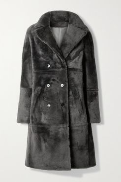 Lacon Double-breasted Shearling Coat - Charcoal