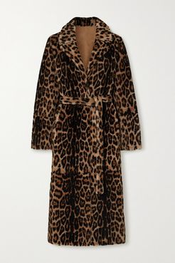 Belted Reversible Leopard-print Shearling Coat - Leopard print