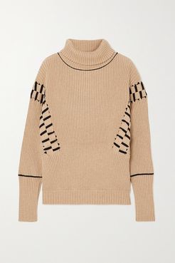 palmer//harding - Ateli Ribbed Cotton And Cashmere-blend Turtleneck Sweater - Beige