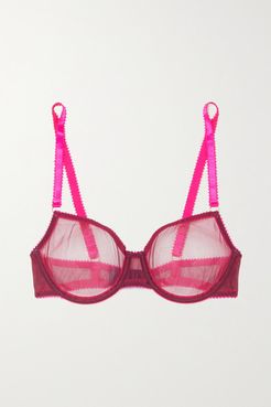 Luna Stretch-tulle Underwired Soft-cup Bra - Plum