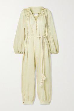 Net Sustain Poet Belted Linen Jumpsuit - Beige