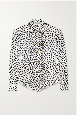 Animal-print Silk-satin Shirt - Black