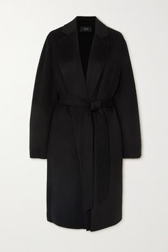 Cenda Belted Wool And Cashmere-blend Coat - Black