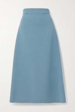 Ross Frayed Wool Midi Skirt - Blue