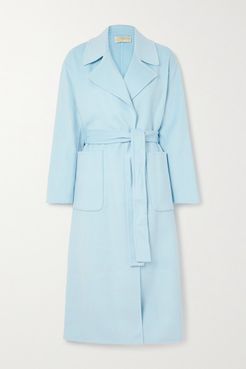 Belted Wool-blend Felt Coat - Sky blue