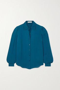 Silk-chiffon Shirt - Blue