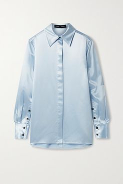 Silk-satin Shirt - Sky blue
