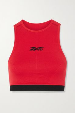 Ribbed Jacquard-knit Sports Bra - Red