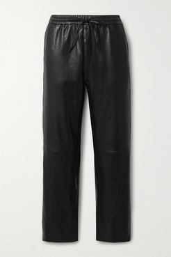 Amari Leather Straight-leg Pants - Black