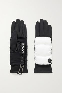 Layered Padded Shell And Stretch-jersey Ski Gloves - Black