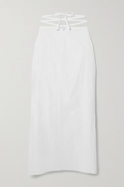 Lace-up Poplin Maxi Skirt - White