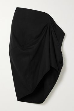 Draped Twill Skirt - Black