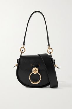 Tess Small Leather And Suede Shoulder Bag - Black