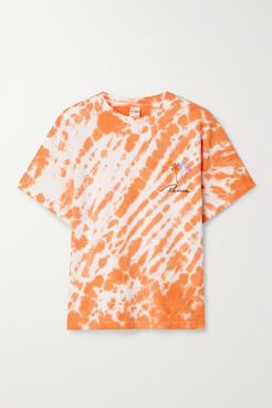 90s Printed Tie-dyed Cotton-jersey T-shirt - Orange