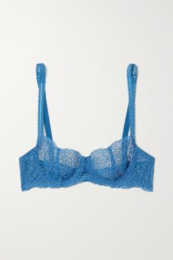 Allegra Stretch-lace Underwired Balconette Bra - Blue