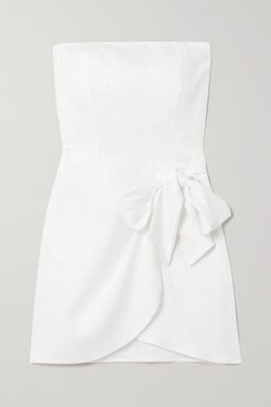 Turnip Strapless Wrap-effect Linen Mini Dress - White