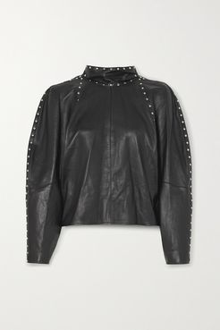 Studded Leather Top - Black