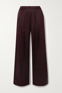 Silk-satin Pajama Pants - Burgundy