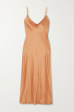 Bibi Chain-embellished Silk-satin Midi Dress - Copper