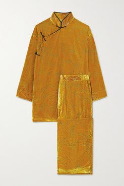 Harlow Devoré-velvet Pajama Set - Gold