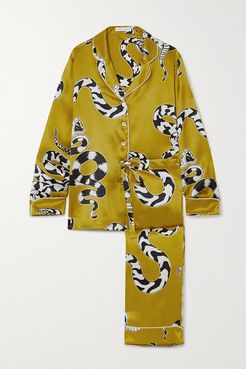 Lila Printed Silk-satin Pajama Set - Gold