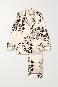 Lila Printed Silk-satin Pajama Set - Ivory