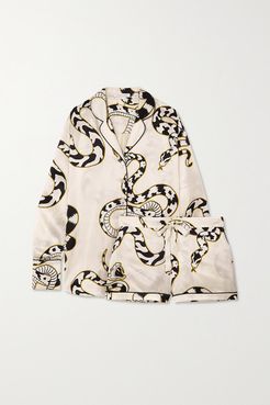 Alba Printed Silk-satin Pajama Set - Ivory