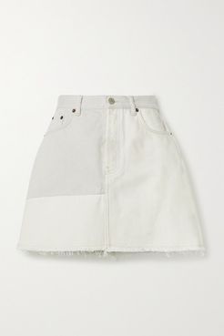 Net Sustain Frayed Patchwork Organic Denim Mini Skirt - Light gray