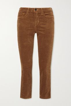 Margot Cropped Cotton-blend Velvet Skinny Pants - Copper