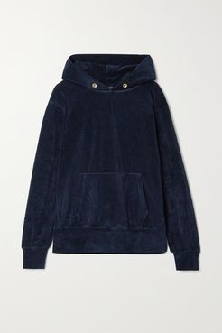 Cotton-blend Velour Hoodie - Midnight blue