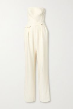 Brandon Maxwell - Strapless Wool And Silk-blend Twill Jumpsuit - Ivory
