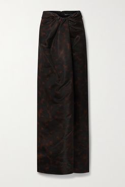 Brandon Maxwell - Draped Printed Gazar Maxi Skirt - Black